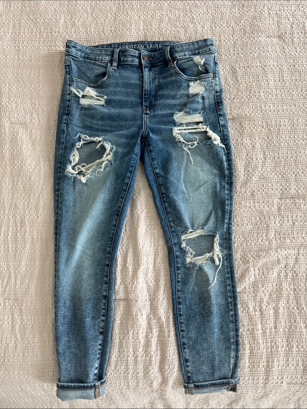 American Eagle Outfitters Blue Distressed Boyfriend Jeans